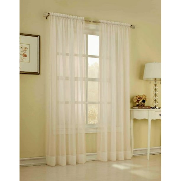 Élégance 2 Piece Solid Ivory Sheer Window Curtains/Drape/Panels/Treatment 55 x 84 Élégance 102640 